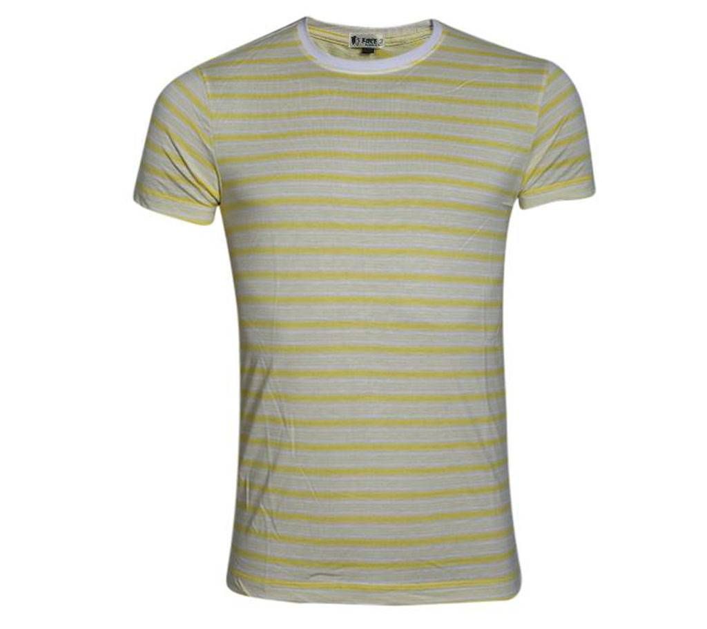 Yellow Cotton Short Sleeve T-Shirt for Men