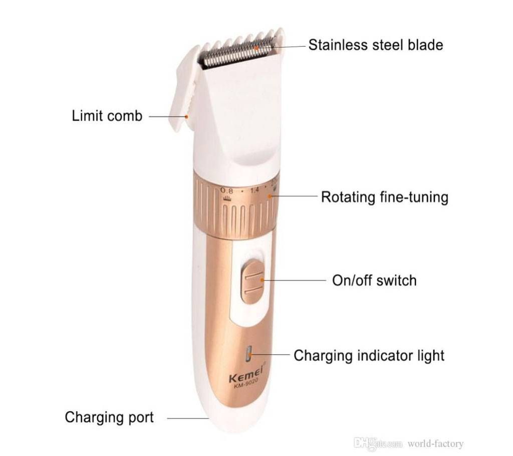 KM-9020 Exclusive Rechargeable Hair Clipper/Trimmer - Gold and White