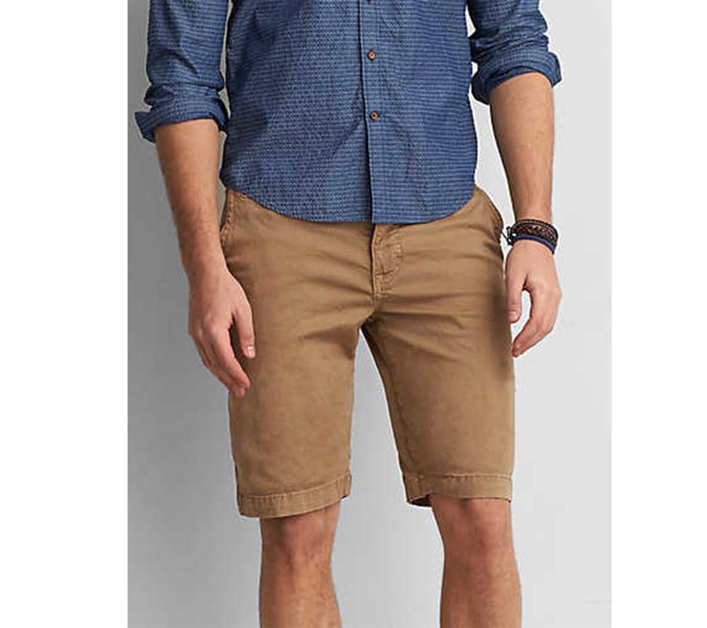 Khaki Twill Gabardine Two Quarter Shorts Pant for Men