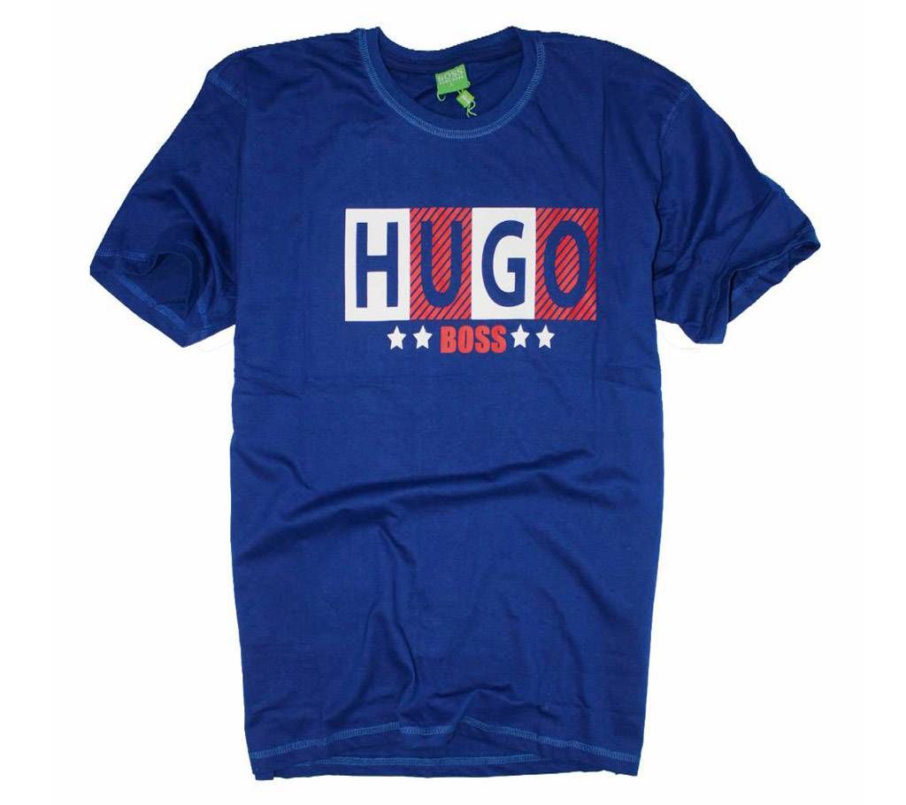 royal blue color high density print mens t shirt