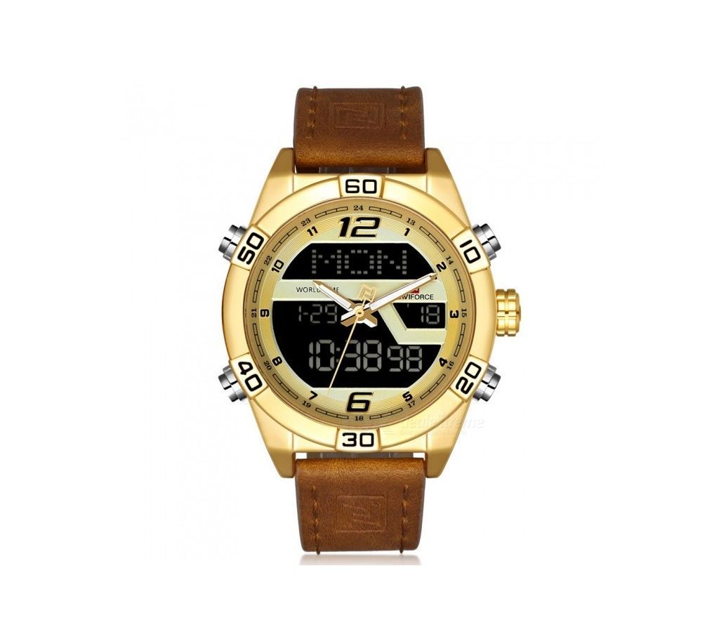 NAVIFORCE luxury brand mens sports fashion Watches men waterproof leather quartz watch man military army led digital watch