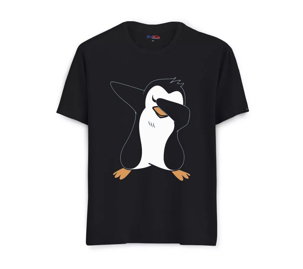 XL - Summer Black Tshirt Penguin Design - 495(Code-HS1019)