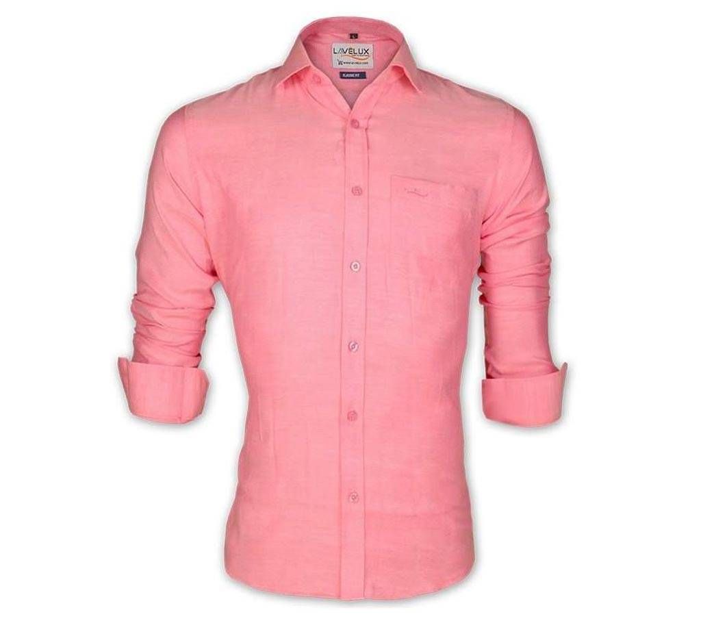 Casual Cotton Shirt For Men - Peach Pink - SPN