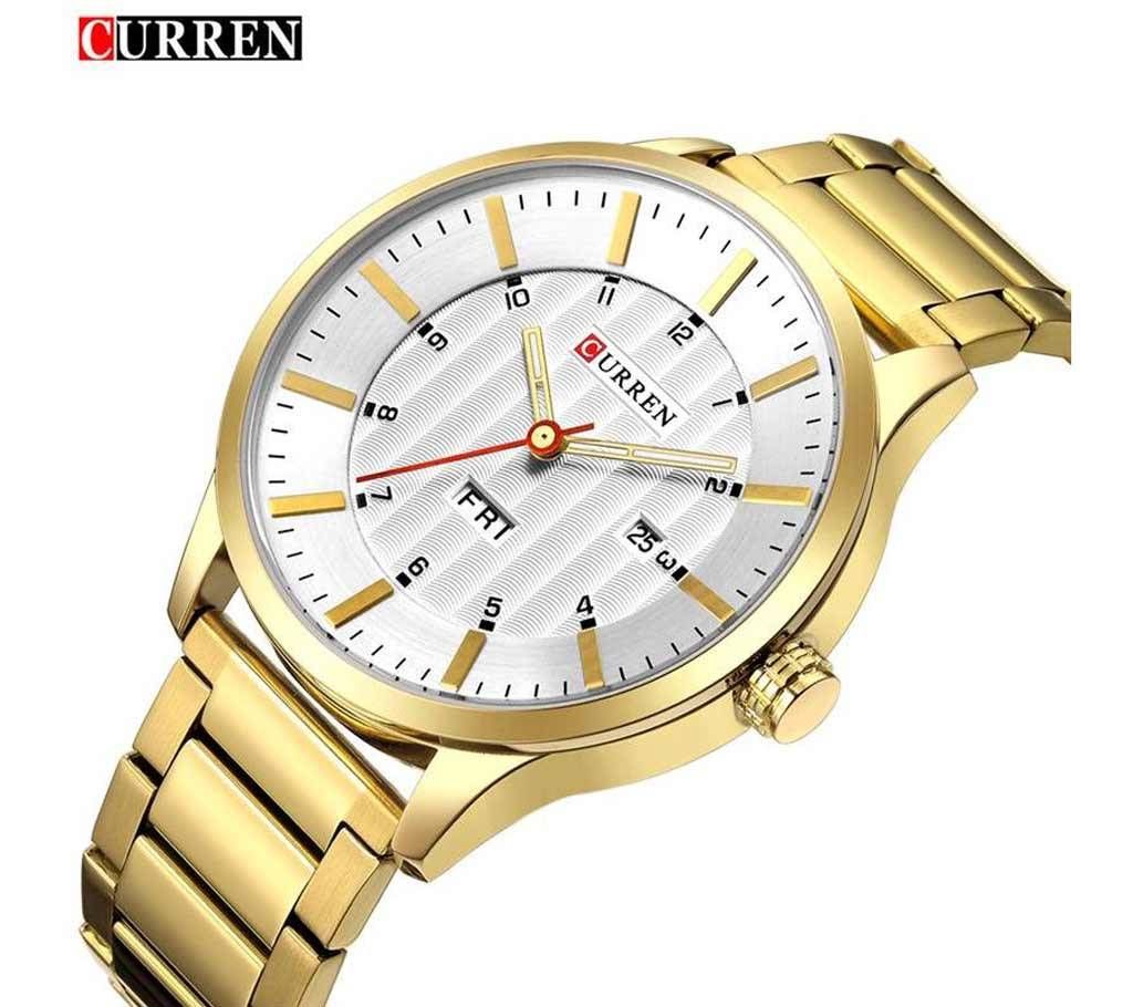 CURREN 8316 new fashion mens brand steel strap week calendar waterproof life sports stainless steel quartz watch men-Copy