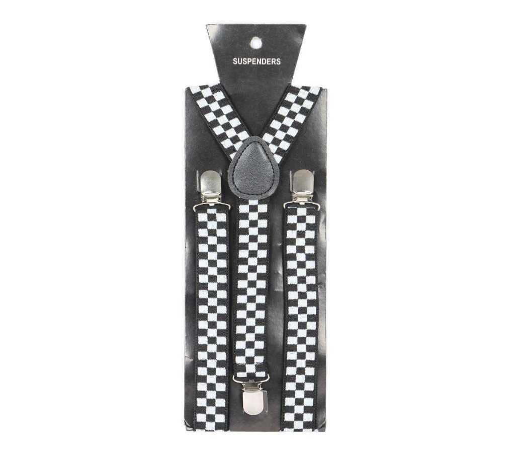 White and Black Fabric Suspender for Men