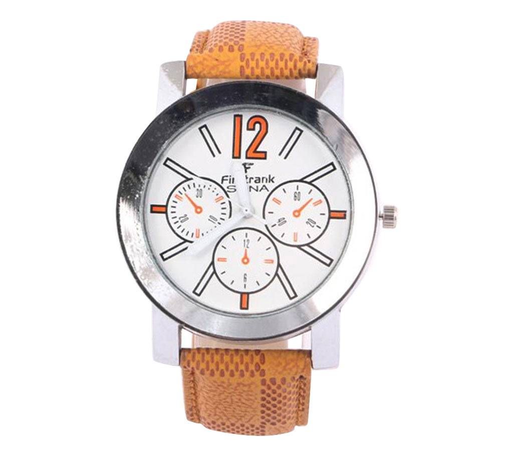 Analog Watch For Man (Golden_White_Leather F)