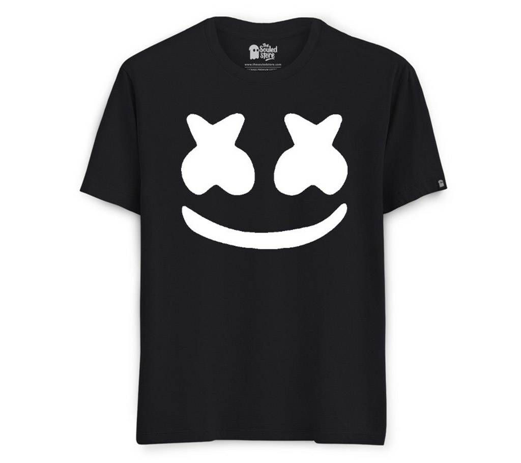 Marshmellow Mens Half-sleeve Cotton T-shirt - Black-2 