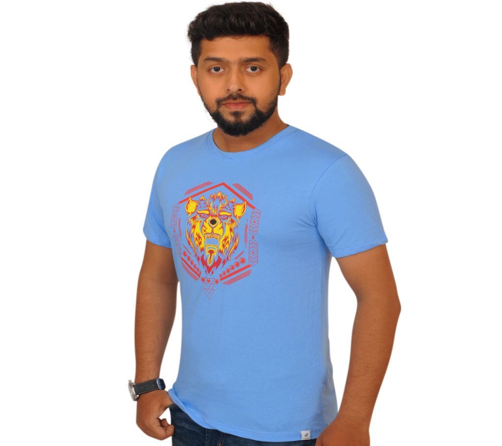 Wolf Half Sleeve Cotton T shirt For Men