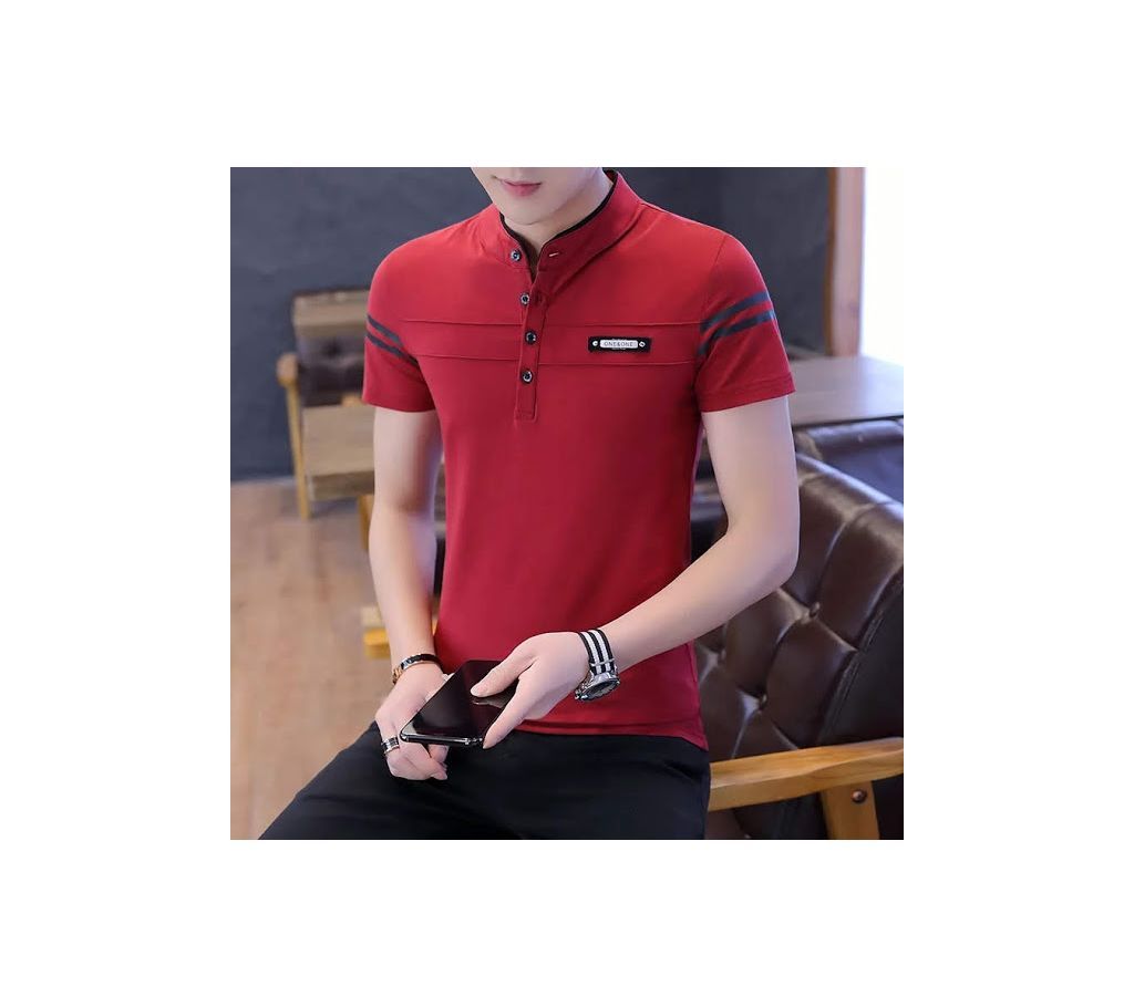 Mens Polo T-shirt ROSE RED1