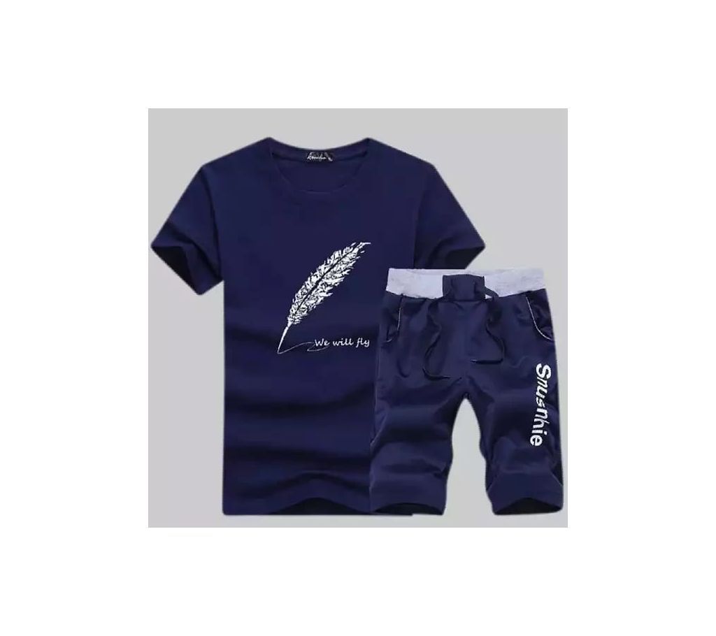 Casual Half Sleeve Blue T Shirt for Men  (Set-01)