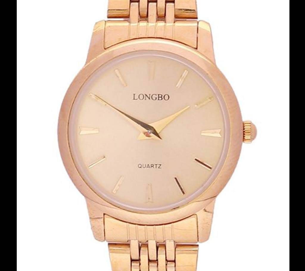 Longbo StainlessSteel Analog Watch for men -Gold