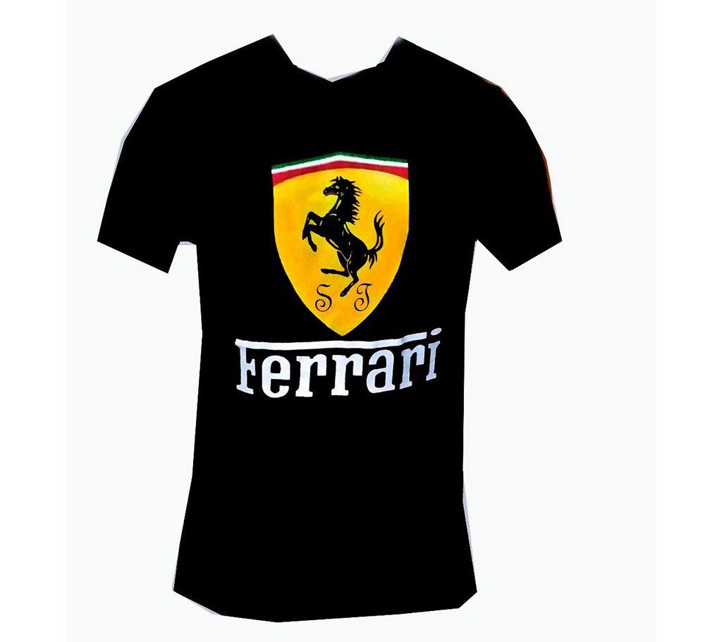 Ferrari Printed Half Sleeve Black T-Shirt