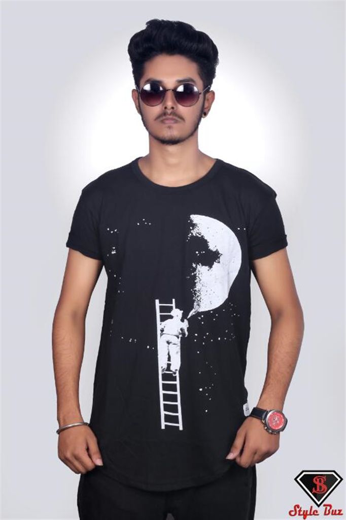 Moon printed half sleeve t-shirt