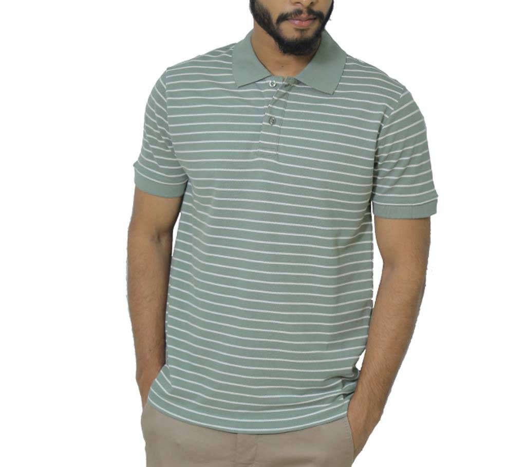 Grameen UNIQLO Pique Striped polo shirt (S) C_Olive

