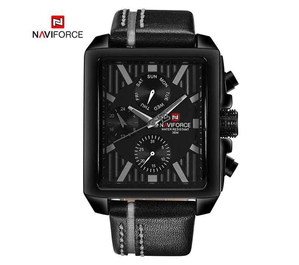 NAVIFORCE NF9111 PU LEATHER WRIST WATCH FOR MEN - ASH