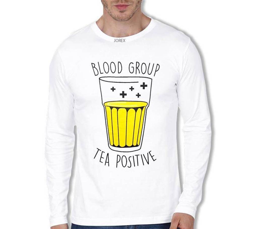White Cotton Long Sleeve T-Shirt for Men