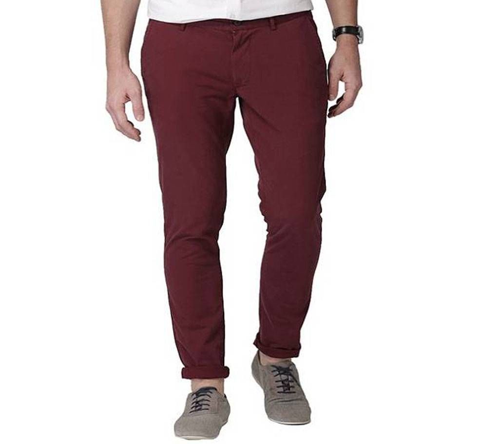 Maroon Twill Gabardine Pant for Men