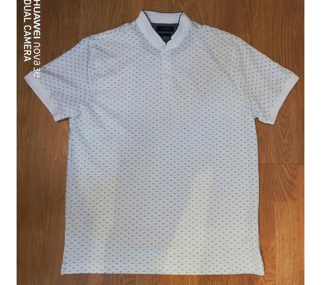 Men's Half Sleeve White Cotton Polo Shirt 