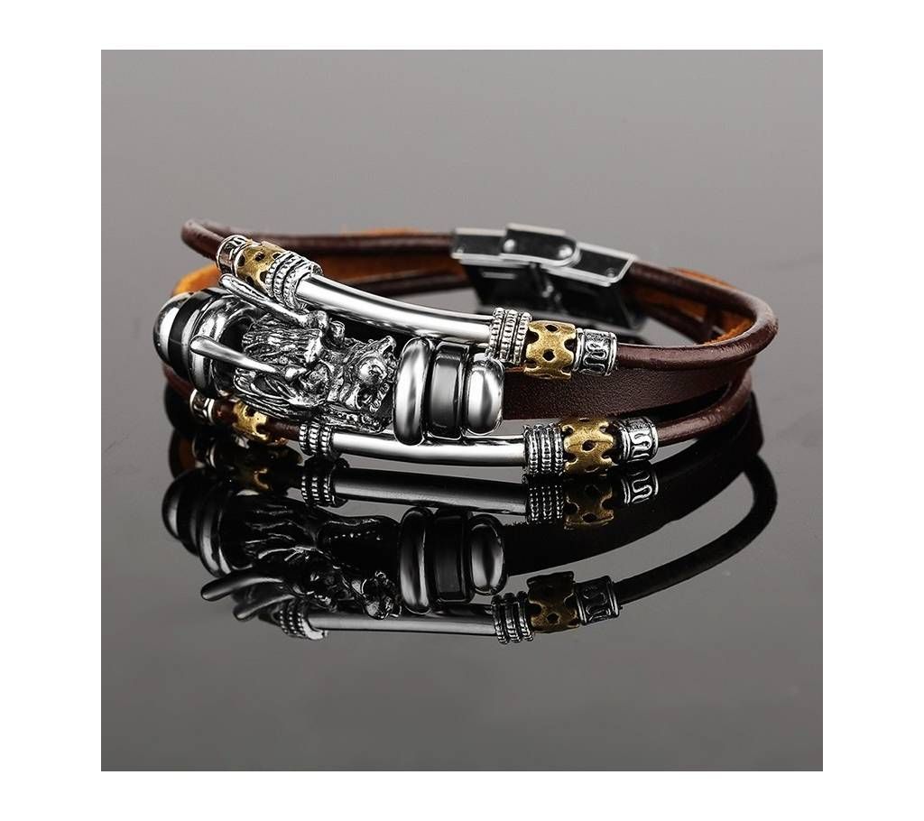 Stylish Leather Rope Chain Dragon Design Cool Bracelet