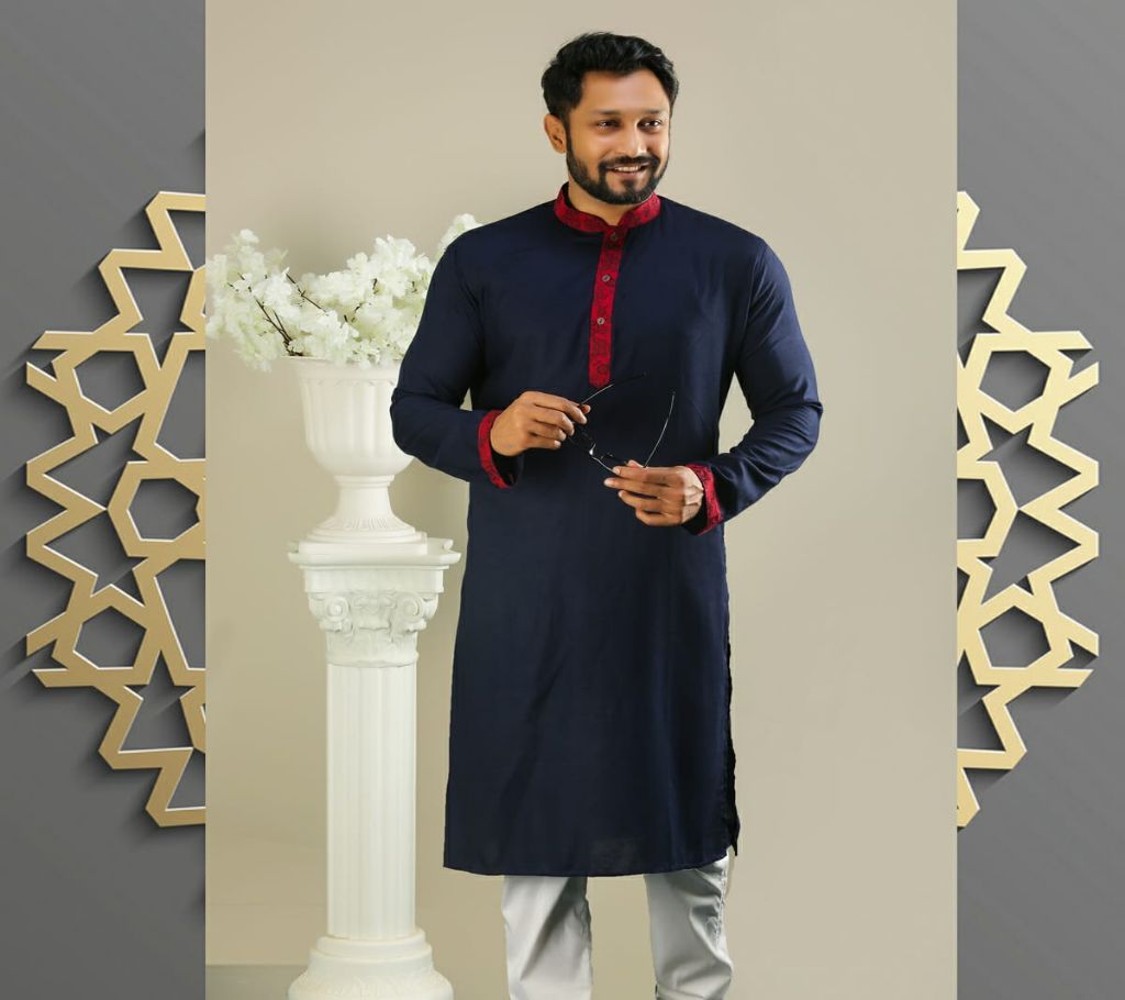 Mens Silk Cotton Semi Long Punjabi