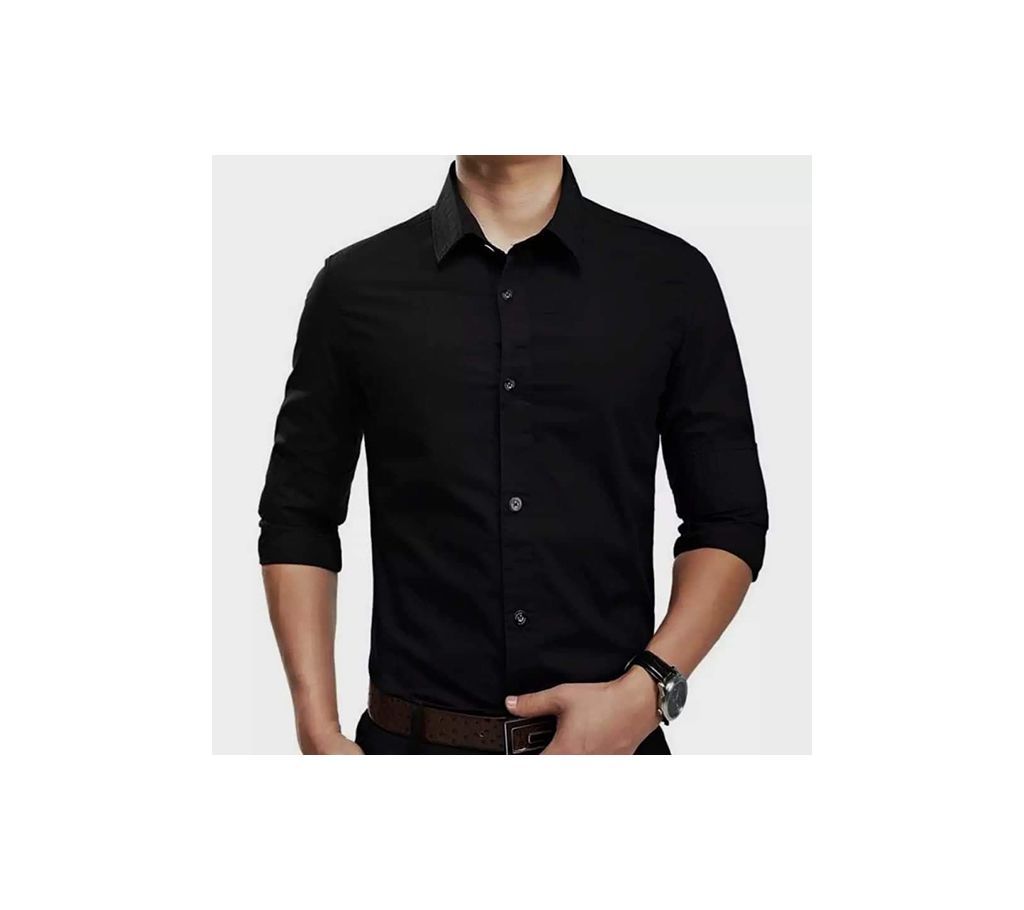 Mens Casual Smart Shirt Black