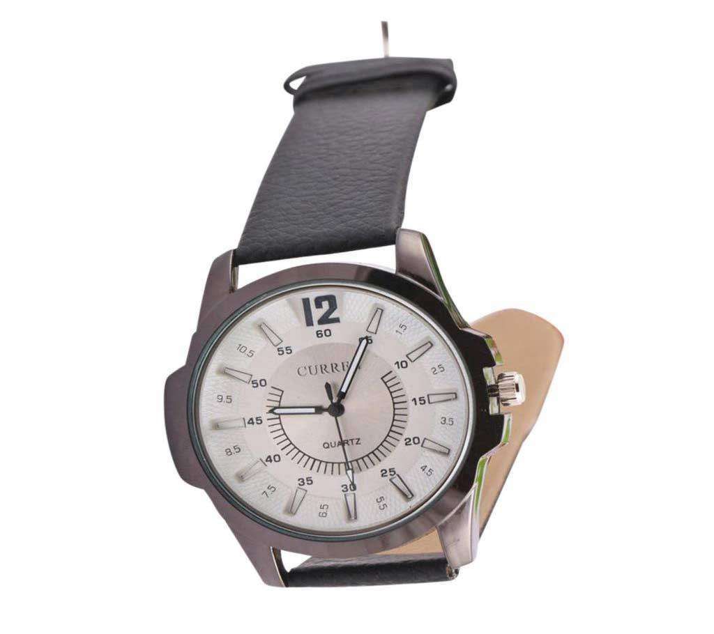 Black Artificial Leather Analog Watch For Men