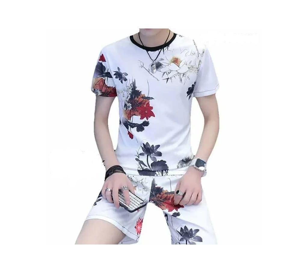 Half Sleeve Cotton T Shirt For Men with Pant 