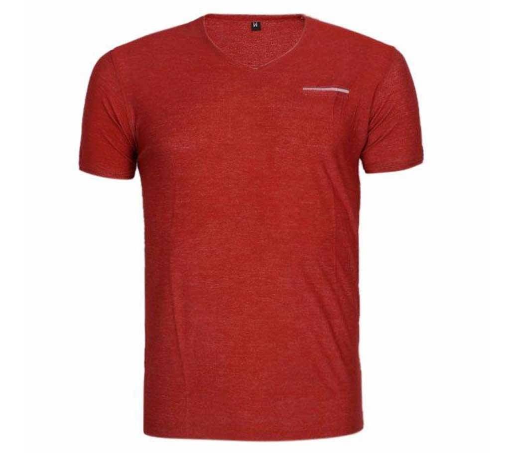 Red China Cotton T-Shirt For men