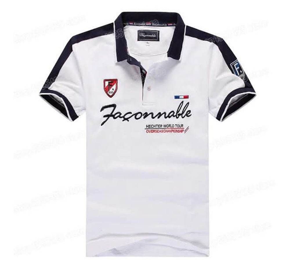 Mens Formal Cotton Polo T Shirt White 