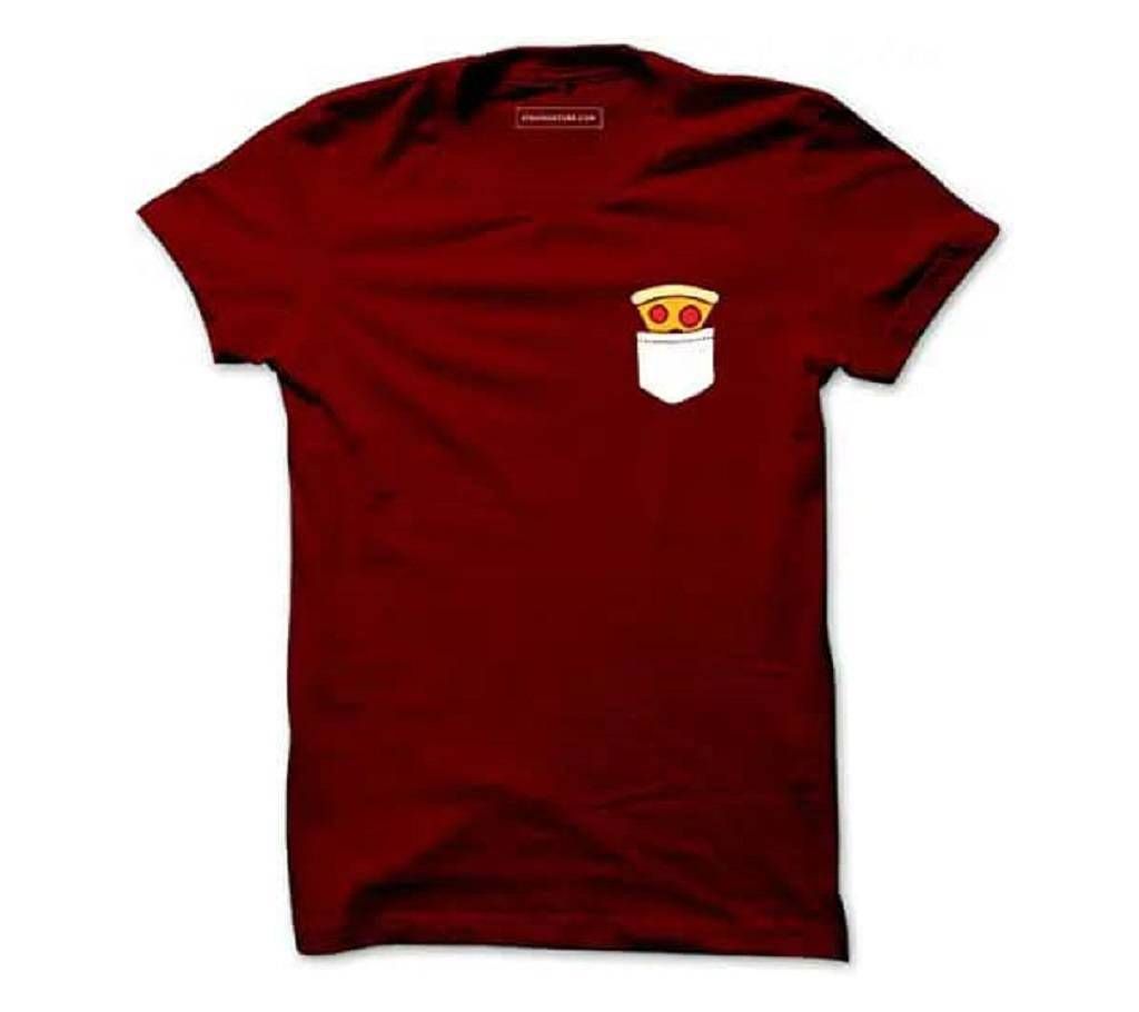 Men's Round Neck T-Shirt Pizza In Pocket