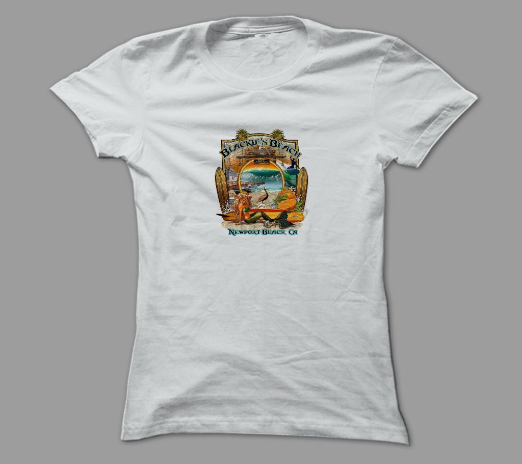 Blackies Beach White Polyester T-Shirt