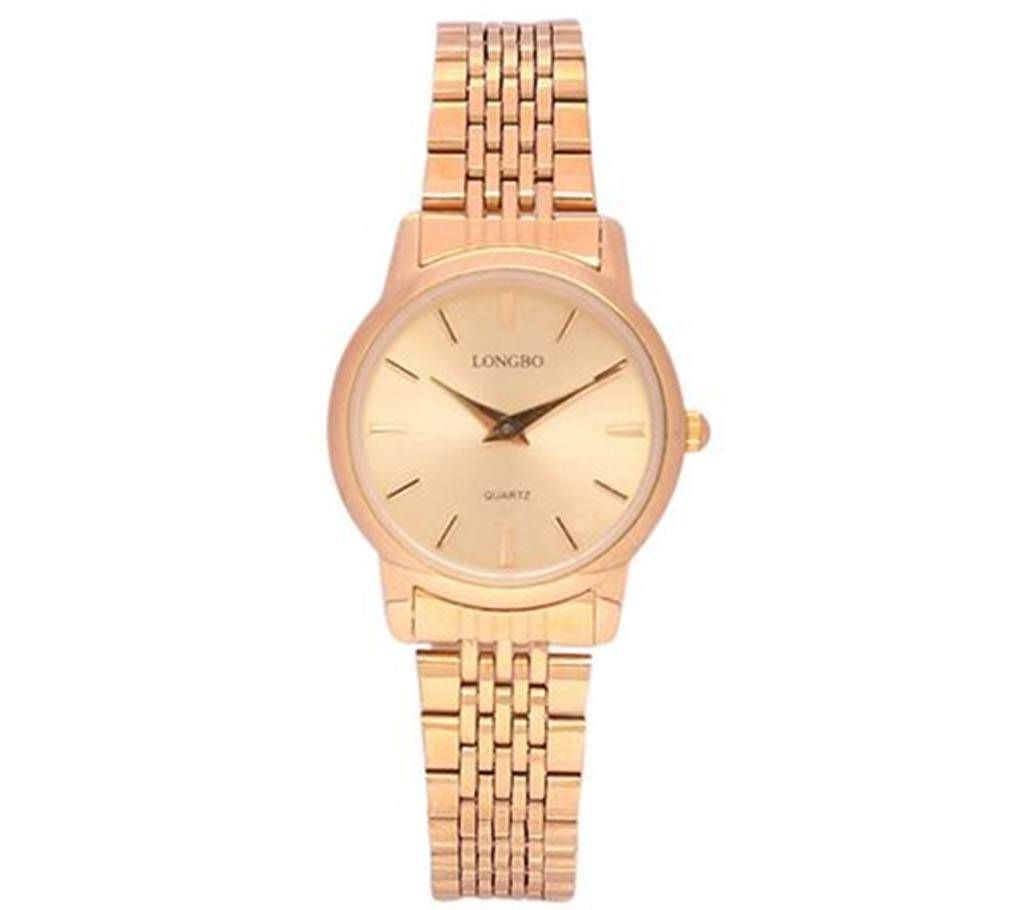 Longbo StainlessSteel Analog Watch for Women -Gold