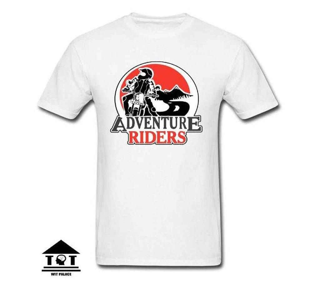 Adventure Riders Gents Half Sleeve Cotton T-Shirt White