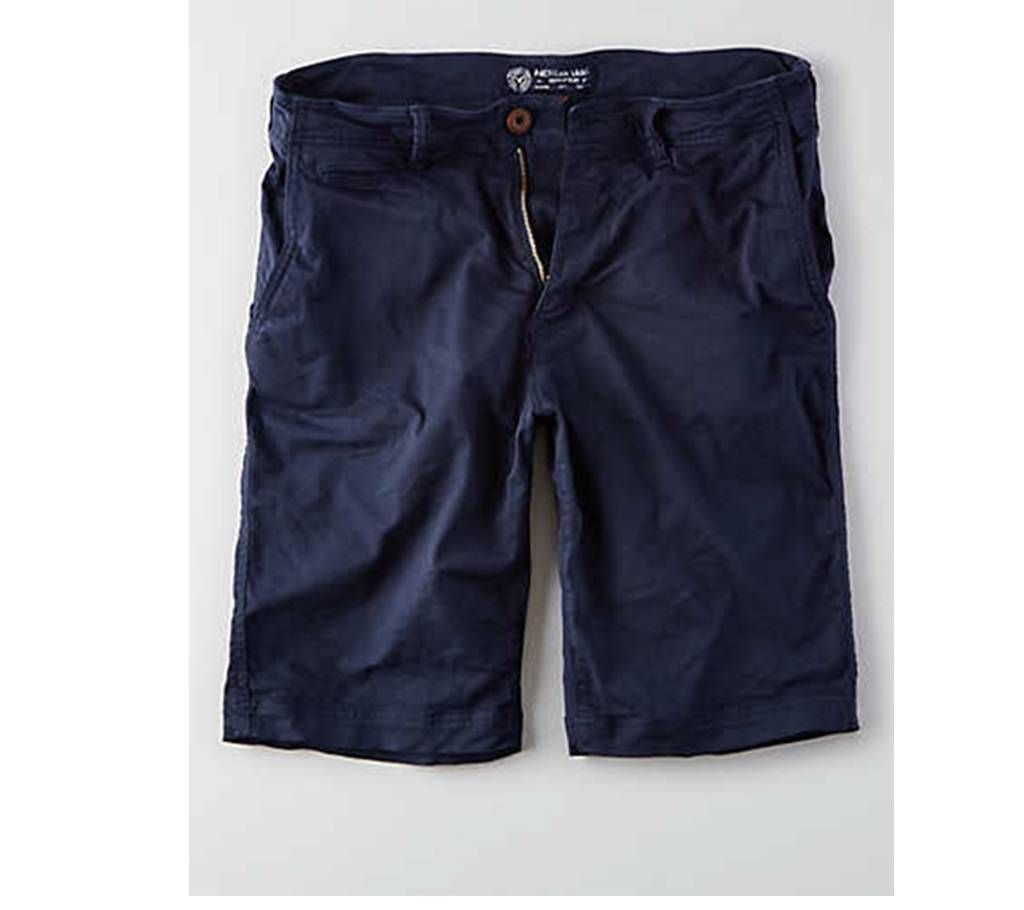 Navy Twill Gabardine Two Quarter Shorts Pant for Men