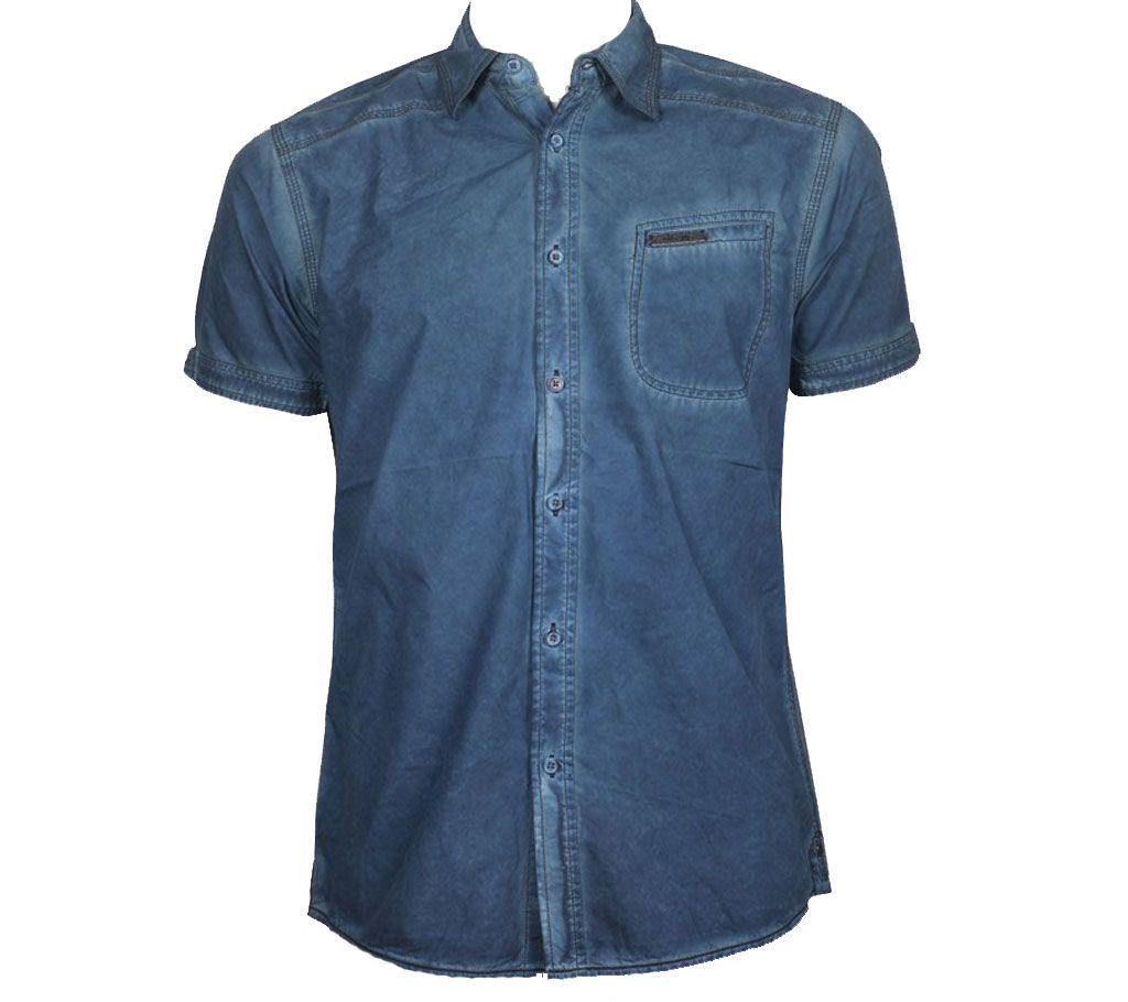 2019 Latest Slim Fit 100% cotton wash half sleeve shirt.
