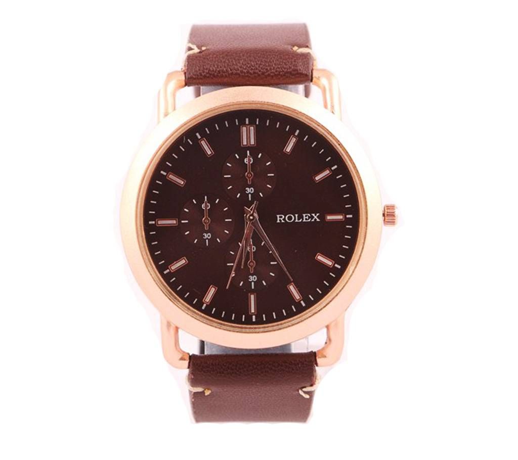 Brown PU Leather Analog Wrist Watch for Men