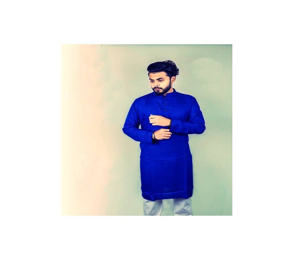 Cotton Design Punjabi  Solid Blue