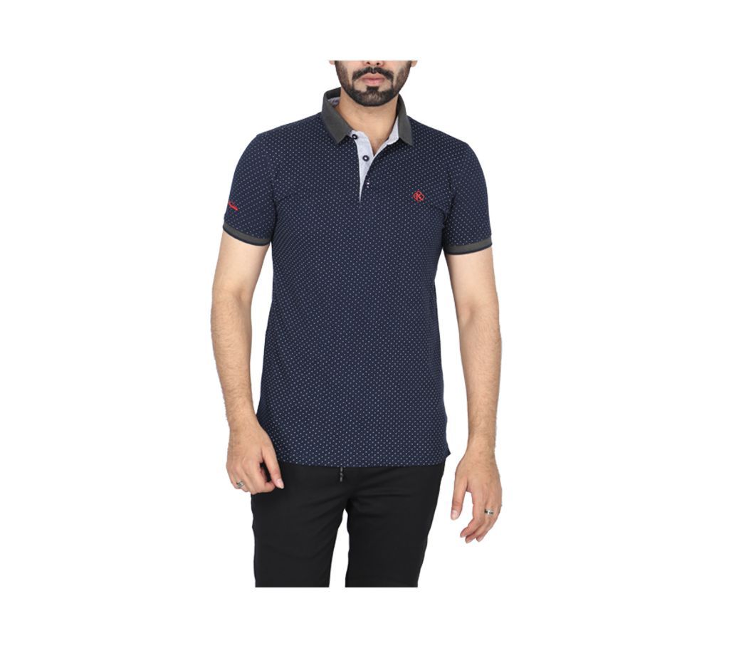 Mans Navy Blue All over print Polo Shirt KPS-201