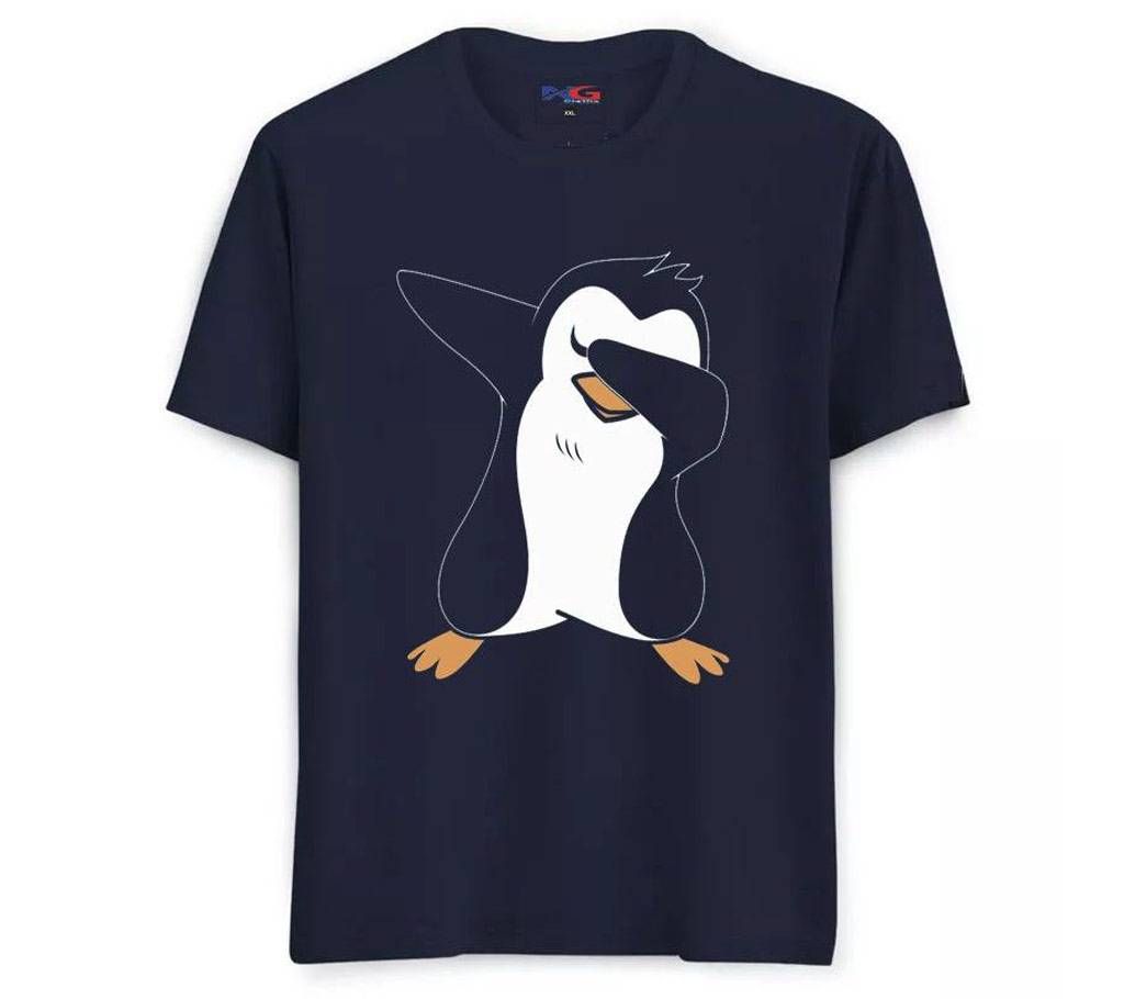 XXL - Summer Navy Blue Tshirt Penguin Design - 458(Code-HS1020)