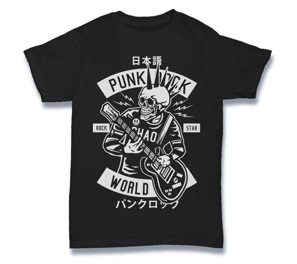 Mens Punk Rock Cotton Round Neck  t-shirt