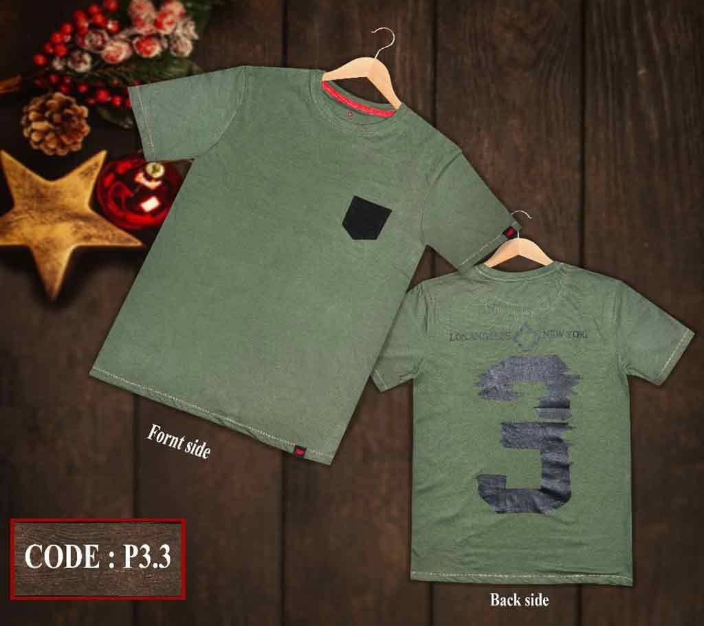 Mens olive Half Sleeve Cotton T Shirt