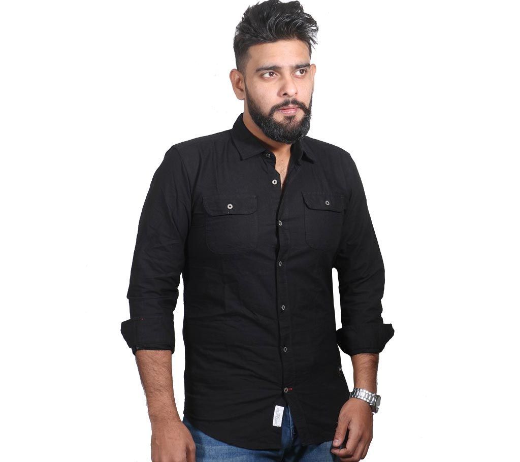 Mens Denim Black Shirt