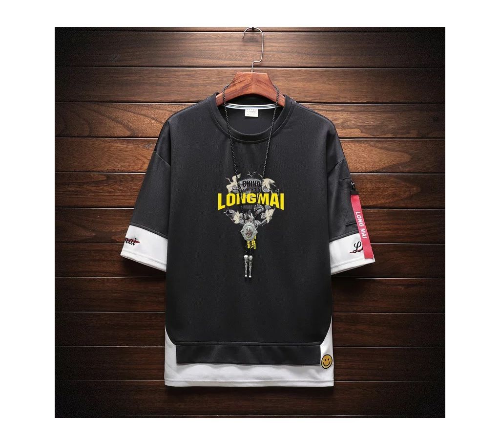 Gray Longmai Short Sleeve T-Shirt For Men