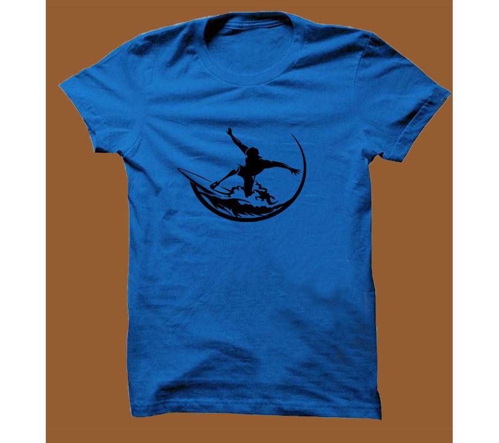 Royel Blue Cotton Short Sleeve T-Shirt for Men RBTS018