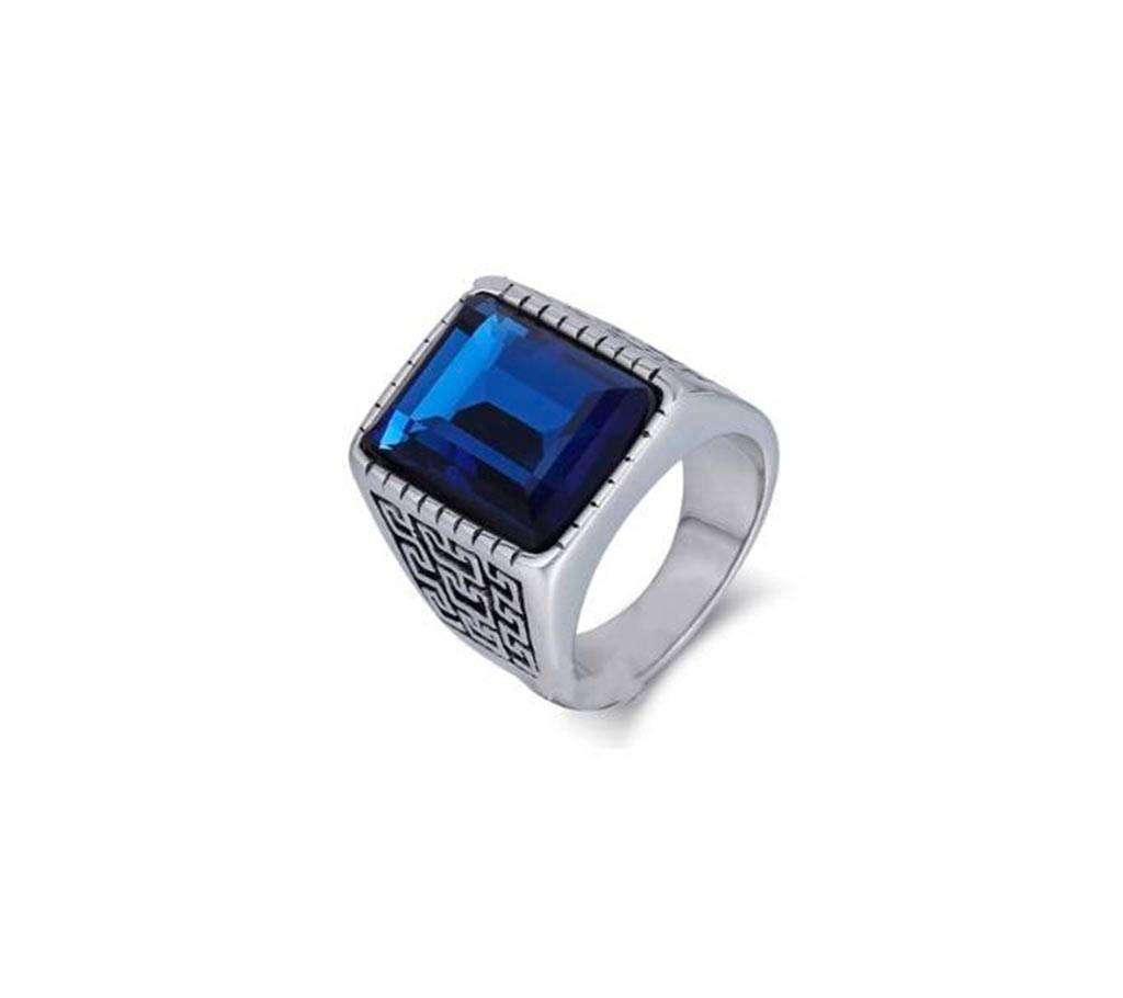 Blue stone Silver Plated Finger Ring for Men
