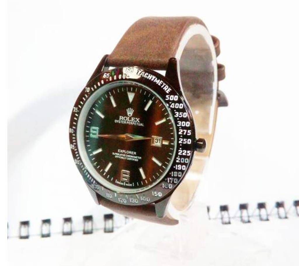 ROLEX Leather Strep Gents Wrist Watch