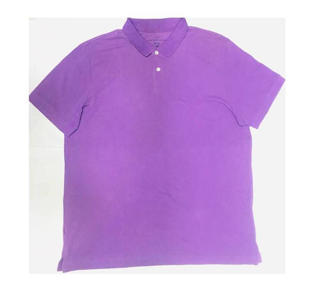 Light Purple Cotton Polo T-Shirt for Men