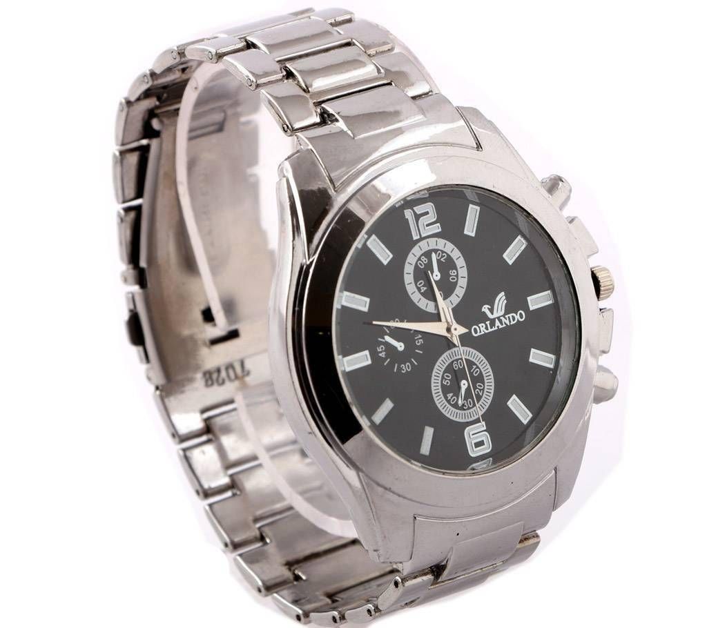 STAINLESS STEEL GENTS ANALOG WRISTWATCH-SILVER & BLACK