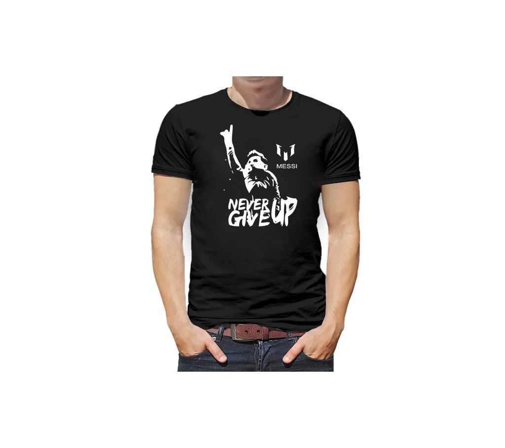 Never give up Gents Half Sleeve Cotton T-shirt