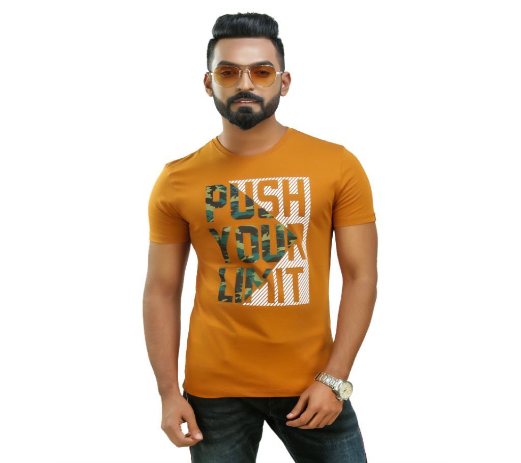 Push Your Limit Text Print Half Sleeve Cotton Regular Fit Mens Tshirt Master